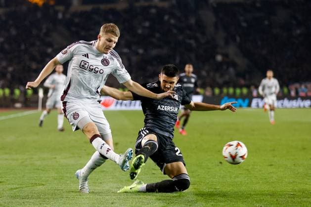 BAKOE, 24-10-2024, Tofiq Bahramov Stadium , season 2024 2025 , Europa League match between FK Qarabag and Ajax . Ajax player Anton Gaaei Qarabag - Ajax  x26553688x Copyright: