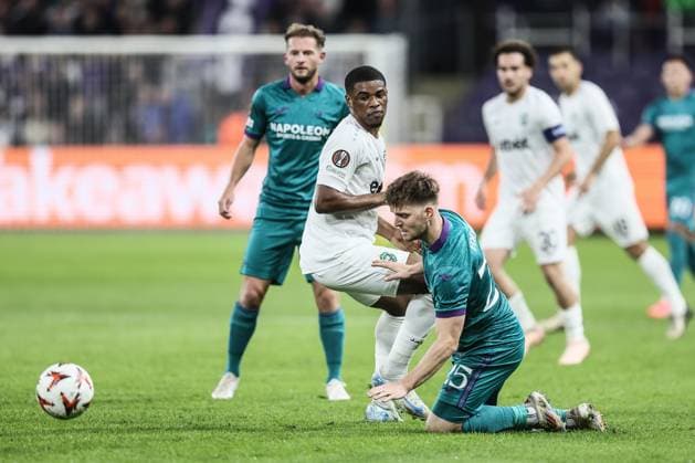 Anderlecht s Thomas Foket pictured in action during a soccer match between Belgian RSC Anderlecht and Bulgarian PFK Ludogorets Razgrad, in Brussels, Thursday 24 October 2024, on the third day of the League phase of the UEFA Europa League tournament. BRUNOxFAHY  x103514295x
