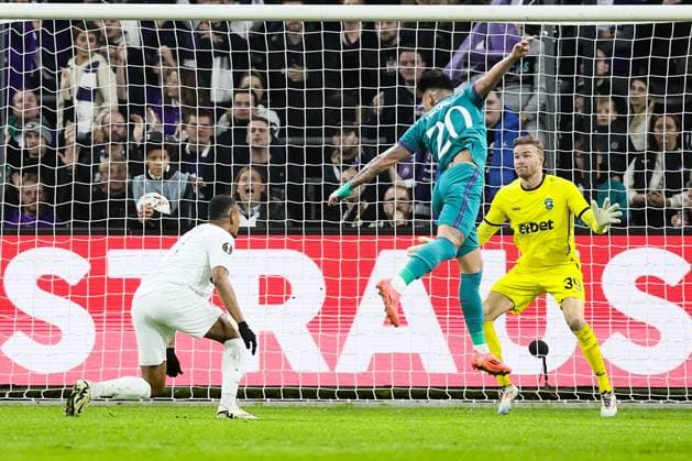 Anderlecht s Luis Vazquez pictured in action during a soccer match between Belgian RSC Anderlecht and Bulgarian PFK Ludogorets Razgrad, in Brussels, Thursday 24 October 2024, on the third day of the League phase of the UEFA Europa League tournament. BRUNOxFAHY  x103514539x