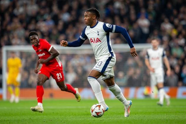 Tottenham Hotspur v AZ Alkmaar Europa League 24 10 2024. Tottenham Hotspur defender Destiny Udogie (13) during the Europa League match between Tottenham Hotspur and AZ Alkmaar at Tottenham Hotspur Stadium, London, United Kingdom on 24 October 2024. Editorial use only , Copyright: xIanxStephenx PSI-20649-0008