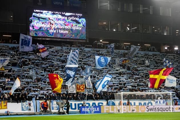 241024 Fans of Malmö FF during the UEFA Europa League football match between Malmö FF and Olympiacos on October 24, 2024 in Malmö Photo Petter Arvidson BILDBYRAN kod PA PA0907 fotboll football soccer fotball uefa europa league europa league malmö ff olympiacos bbeng publik  Copyright: PETTERxARVIDSON BB241024PA050