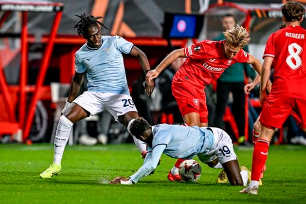 FC Twente midfielder Sem Steijn, Lazio forwarder Boulaye Dia, during the match Twente Lazio at the Grolsch Veste for the UEFA Europa League League phase Matchday 3 season 2024 2025 in ENSCHEDE, Netherlands on 24 october 2024, photo by Stefan Koops EYE4images DeFodi Images not used in POL SRB CRO FRA GBR NED ITA USA Defodi 746 196783 Defodi-746 not used in POL SRB CRO FRA GBR NED ITA USA