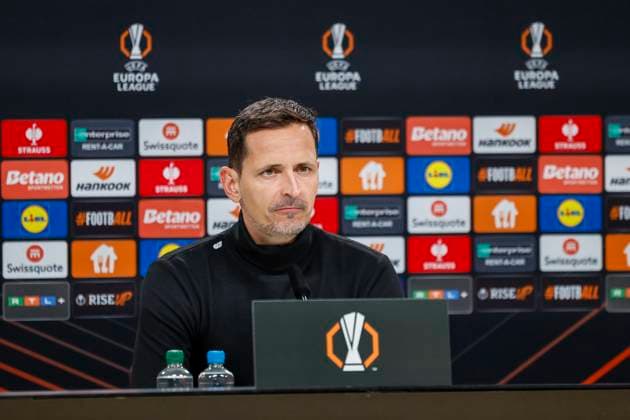 Dino Toppmöller, Toppmoller Eintracht Frankfurt, Coach at the press conference , Football, UEFA Europa League, Matchday 3, 2024 2025, Eintracht Frankfurt vs Rigas Futbola Skola, 24 10 2024, Frankfurt Stadion, Frankfurt am Main, Germany Frankfurt am Main Frankfurt Stadion Hessen Germany Copyright: xGrantxHubbsx