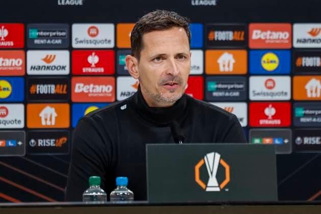 Dino Toppmöller, Toppmoller Eintracht Frankfurt, Coach at the press conference , Football, UEFA Europa League, Matchday 3, 2024 2025, Eintracht Frankfurt vs Rigas Futbola Skola, 24 10 2024, Frankfurt Stadion, Frankfurt am Main, Germany Frankfurt am Main Frankfurt Stadion Hessen Germany Copyright: xGrantxHubbsx