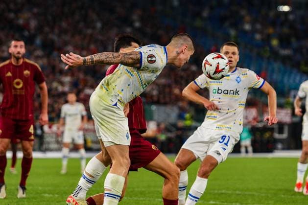 Denys Popov of Dynamo Kyiv during AS Roma vs FC Dynamo Kyiv, Football Europa League match in Rome, Italy, October 24 2024  Copyright: xRaffaelexConti IPAxSportx xipa-ax xx IPA_50922721 IPA_Agency_IPA50922721
