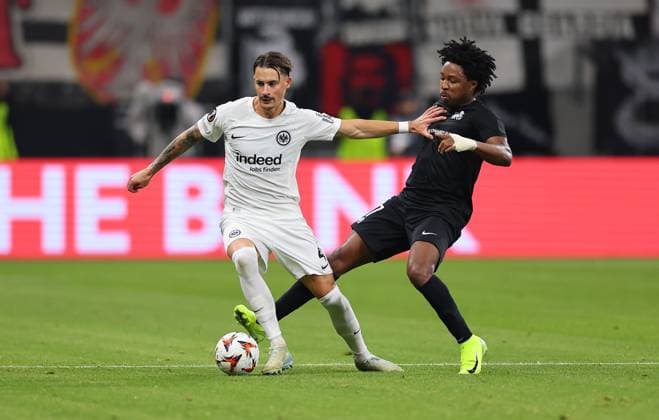 24 10 2024, Football UEFA Europa League, Eintracht Frankfurt FC Riga FS RFS, emonline, emspor, v l , Robin Koch Eintracht Frankfurt , Cedric Kouadio FK RFS DFL DFB REGULATIONS PROHIBIT ANY USE OF PHOTOGRAPHS AS IMAGE SEQUENCES AND OR QUASI VIDEO xdcx Copyright: HMBxMedia