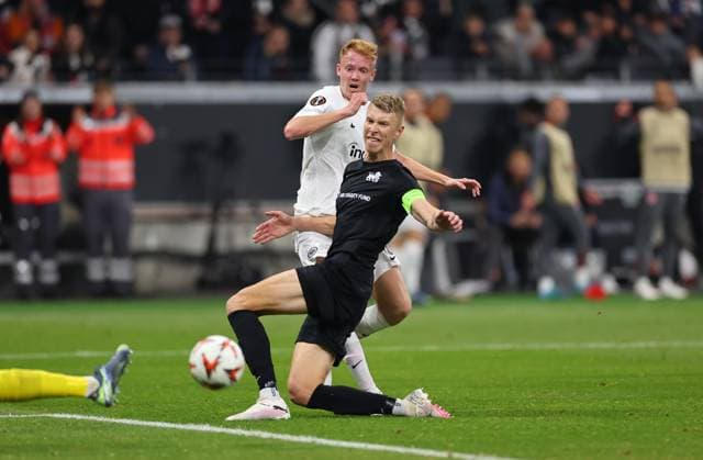 24 10 2024, Football UEFA Europa League, Eintracht Frankfurt FC Riga FS RFS, emonline, emspor, v l , Goal scored, Goal to 1 0 by Hugo Larsson Eintracht Frankfurt DFL DFB REGULATIONS PROHIBIT ANY USE OF PHOTOGRAPHS AS IMAGE SEQUENCES AND OR QUASI VIDEO xdcx Copyright: HMBxMedia