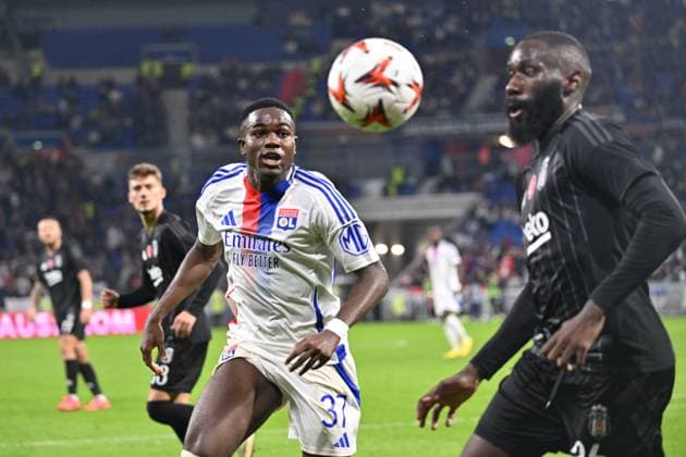 Ernest Nuamh (lyon) vs Arthur Masuaku (besiktas) FOOTBALL: Olympique Lyonnais vs Besiktas - 24 10 2024 FredericChambert Panoramic 