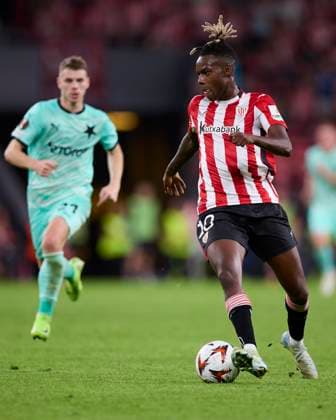 October 24, 2024, Bilbao, Vizcaya, SPAIN: Nico Williams of Athletic Club in action during the Europa League match between Athletic Club and SK Slavia Prague at San Mames on October 24, 2024, in Bilbao, Spain. Bilbao SPAIN - ZUMAa181 20241024_zaa_a181_231 Copyright: xRicardoxLarreinax