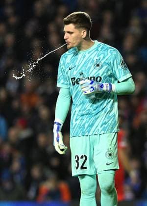Glasgow, Scotland, 24th October 2024. Stefan Tarnovanu of FCSB during the UEFA Europa League match at Ibrox Stadium, Glasgow. Picture credit should read: Neil Hanna Sportimage EDITORIAL USE ONLY. No use with unauthorised audio, video, data, fixture lists, club league logos or live services. Online in-match use limited to 120 images, no video emulation. No use in betting, games or single club league player publications. SPI-3408-0112