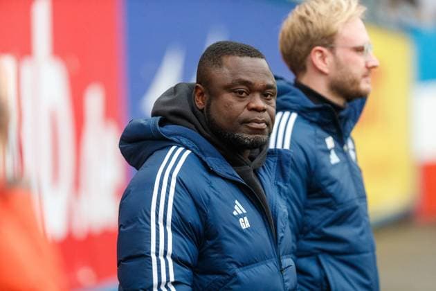 Head of Licensing Gerald Asamoah Schalke GER, FC Hansa Rostock vs FC Schalke 04, Football, 2 Bundesliga, 16 Matchday, Season 2023 2024, 10 12 2023 DFL REGULATIONS PROHIBIT ANY USE OF PHOTOGRAPHS AS IMAGE SEQUENCES AND OR QUASI VIDEO, @ Andy Bünning Rostock Ostseestadion Mecklenburg Vorpommern Germany