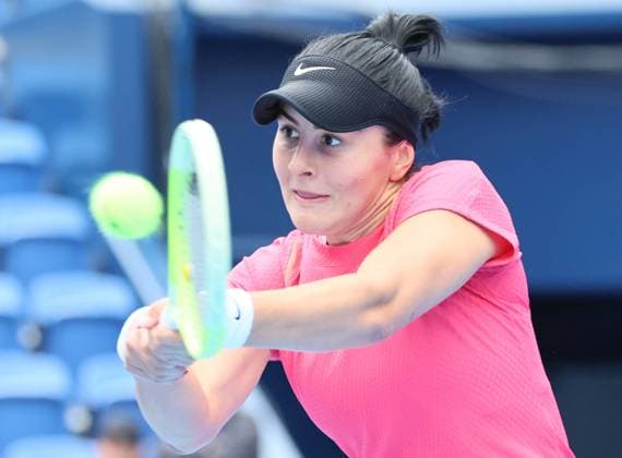 October 25, 2024, Tokyo , Japan - Canada s Bianca Andreescu returns the ball against Katie Boulter of Britain at the quarter final match of the Toray Pan Pacific tennis tournament at the Ariake Colosseum in Tokyo on Friday, October 25, 2024. Boulter defeated Andreescu. (photo by Yoshio Tsunoda AFLO) Noxthirdxpartyxsales  (0775216898st)