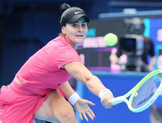 October 25, 2024, Tokyo , Japan - Canada s Bianca Andreescu returns the ball against Katie Boulter of Britain at the quarter final match of the Toray Pan Pacific tennis tournament at the Ariake Colosseum in Tokyo on Friday, October 25, 2024. Boulter defeated Andreescu. (photo by Yoshio Tsunoda AFLO) Noxthirdxpartyxsales  (0775216900st)