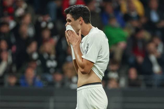 UEFA Europa League Eintracht Frankfurt Rigas FS on 24 10 2024 at Deutsche Bank Park in Frankfurt Igor Matanovic Frankfurt 9 dissatisfied, disappointed, disappointed, dejected MH