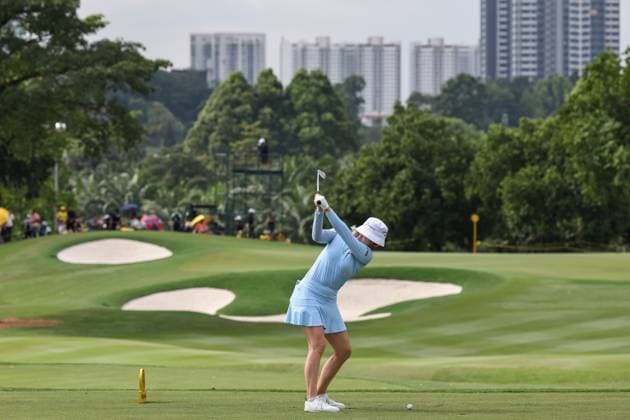 KUALA LUMPUR, - OCTOBER 25: Madelene Sagstrom of Sweden play a shot during the second round of the 2024 LPGA, Golf Damen Maybank Championship held at Kuala Lumpur Golf and Country Club in Kuala Lumpur, Malaysia on October 25, 2024, (Photo by Hazrin Yeob Men Shah Icon Sportswire) GOLF: OCT 25 LPGA Maybank Championship EDITORIAL USE ONLY Icon3782410251745