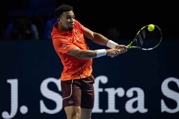 25th October 2024; St. Jakobshalle, Basel, Switzerland; ATP, Tennis Herren 500 Swiss Indoors Basel Tennis, Day 5; Arthur Fils (FRA) in action against Stefanos Tsitsipas (GRE) in the quarter finals  ActionPlus12707155 DavidxEmm