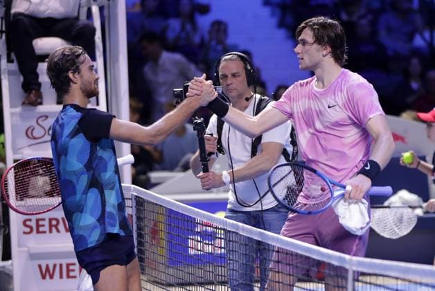 TENNIS - ATP, Tennis Herren Erste Bank Open VIENNA,AUSTRIA,25.OCT.24 - TENNIS - ATP World Tour, Erste Bank Open. Image shows Tomas Machac (CZE) and Jack Draper (GBR).  GEPAxpictures xWalterxLuger