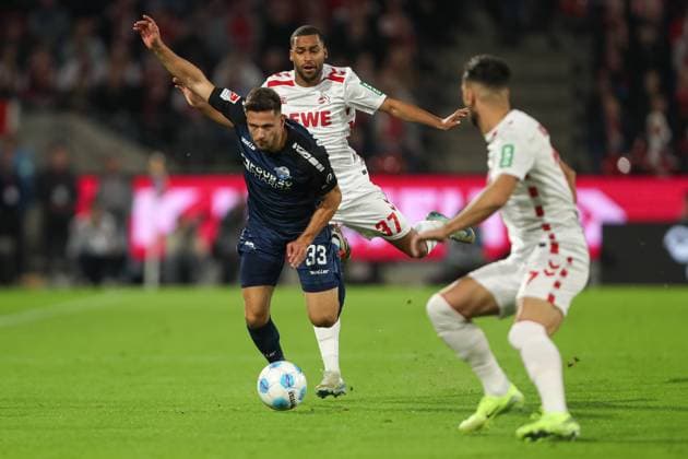 Marcel Hoffmeier SC Paderborn and Linton Maina 1 FC Koeln in a duel during the 2 Bundesliga match between 1 FC Koeln and SC Paderborn 07, RheinEnergieStadion on October 25, 2024 in Cologne, Germany Photo by Oliver Kaelke DeFodi Images Marcel Hoffmeier SC Paderborn and Linton Maina 1 FC Koeln battle for the ball during the 2 Bundesliga match between 1 FC Koeln and SC Paderborn 07 at RheinEnergieStadion on October 25, 2024 in Cologne, Germany Photo by Oliver Kaelke DeFodi Images DFL regulations prohibit any use of photographs as image sequences and or quasi video not used in POL SRB CRO FRA GBR NED ITA USA Defodi 678 2024 10 25 OK FCKSCP 0444 Defodi-678 not used in POL SRB CRO FRA GBR NED ITA USA DFL regulations prohibit any use of photographs as image sequences and or quasi-video.