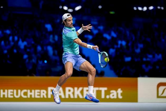 LORENZO MUSETTI ITA in picture in match against ALEXANDER ZVEREV GER at the ATP World Tour, Erste Bank Open at the Wiener Stadthalle Vienna