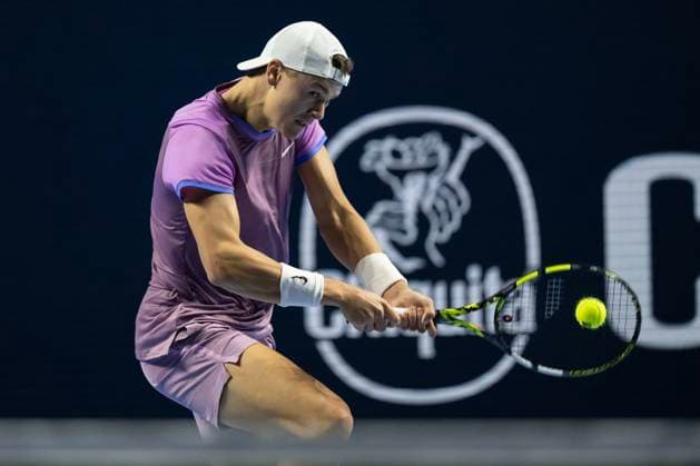 25th October 2024; St. Jakobshalle, Basel, Switzerland; ATP, Tennis Herren 500 Swiss Indoors Basel Tennis, Day 5; Holger Rune (DEN) in action against David Goffin (BEL) in the quarter finals  ActionPlus12707542 DavidxEmm