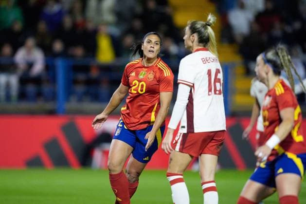 October 25, 2024, Badajoz, Almendralejo, SPAIN: Cristina Martin-Prieto of Spain celebrates a goal during the International Friendly, Länderspiel, Nationalmannschaft match played between Spain and Canada at Francisco de la Hera stadium on October 25, 2024, in Badajoz, Spain. Badajoz SPAIN - ZUMAa181 20241025_zaa_a181_285 Copyright: xJoaquinxCorcherox