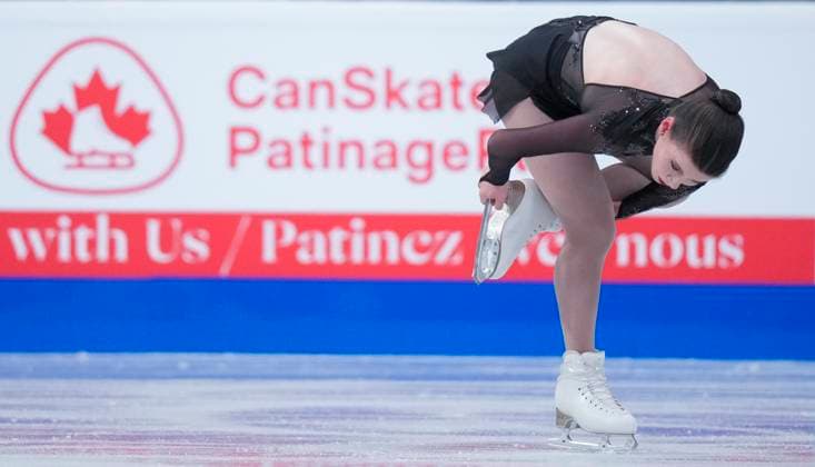 Sara-Maude Dupuis of Canada skates during the womens short program at the ISU Figure skating, Eiskunstlauf Skate Canada competition on October 25, 2024 in Halifax, Canada. Noxthirdxpartyxsales  (271159412)