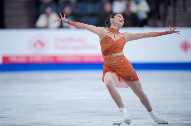 Madeline Schizas of Canada skates during the womens short program at the ISU Figure skating, Eiskunstlauf Skate Canada competition on October 25, 2024 in Halifax, Canada. Noxthirdxpartyxsales  (271160535)