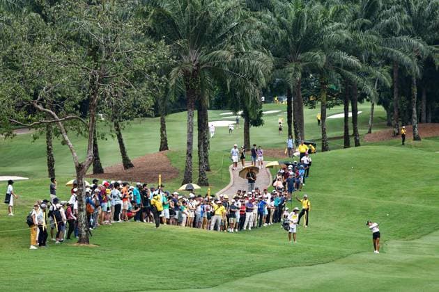 KUALA LUMPUR, - OCTOBER 26: Celine Boutier of France play a shot during the third round of the 2024 LPGA, Golf Damen Maybank Championship held at Kuala Lumpur Golf and Country Club in Kuala Lumpur, Malaysia on October 26, 2024.(Photo by Hazrin Yeob Men Shah Icon Sportswire) GOLF: OCT 26 LPGA Maybank Championship EDITORIAL USE ONLY Icon3782410263714