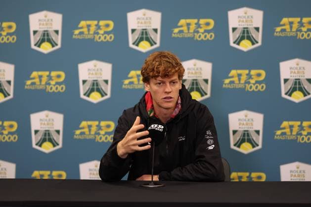 ROLEX PARIS MASTERS TENNIS 2024 Thierry Larret Maxppp. Tennis. Rolex Paris Masters. Accorhotels Arena, Paris (75), le 26 Octobre 2024. Conference de presse Jannik SINNER (ITA) Paris (75) ACCORHOTELS ARENA ILE DE FRANCE FRANCE  Copyright: xMAXPPPxThierryxLarretx TL_20241026_9102 0775453523st