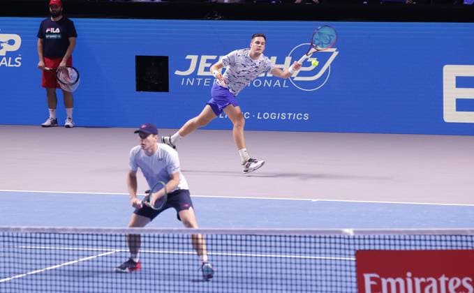 TENNIS - ATP, Tennis Herren Erste Bank Open VIENNA,AUSTRIA,26.OCT.24 - TENNIS - ATP World Tour, Erste Bank Open. Image shows Harri Heliovaara (FIN) and Henry Patten (GBR).  GEPAxpictures xWalterxLuger