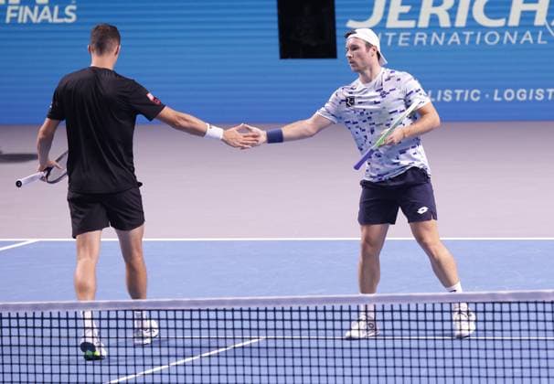 TENNIS - ATP, Tennis Herren Erste Bank Open VIENNA,AUSTRIA,26.OCT.24 - TENNIS - ATP World Tour, Erste Bank Open. Image shows Alexander Erler and Lucas Miedler (AUT).  GEPAxpictures xWalterxLuger
