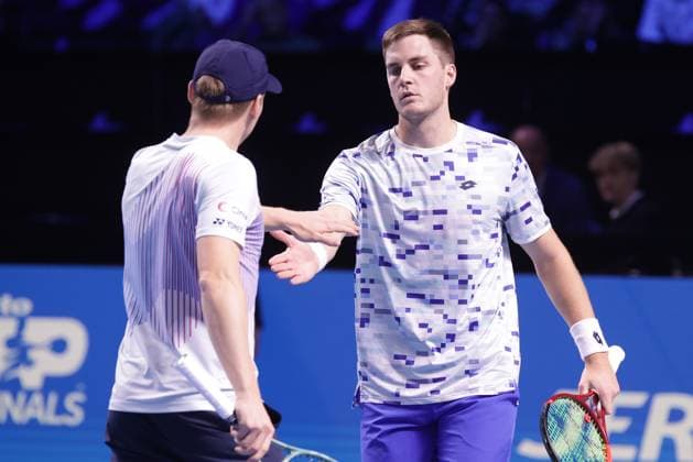TENNIS - ATP, Tennis Herren Erste Bank Open VIENNA,AUSTRIA,26.OCT.24 - TENNIS - ATP World Tour, Erste Bank Open. Image shows Harri Heliovaara (FIN) and Henry Patten (GBR).  GEPAxpictures xWalterxLuger