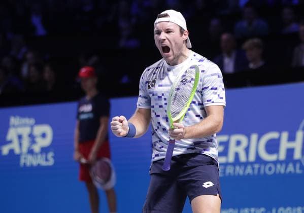 TENNIS - ATP, Tennis Herren Erste Bank Open VIENNA,AUSTRIA,26.OCT.24 - TENNIS - ATP World Tour, Erste Bank Open. Image shows the rejoicing of Lucas Miedler (AUT).  GEPAxpictures xWalterxLuger