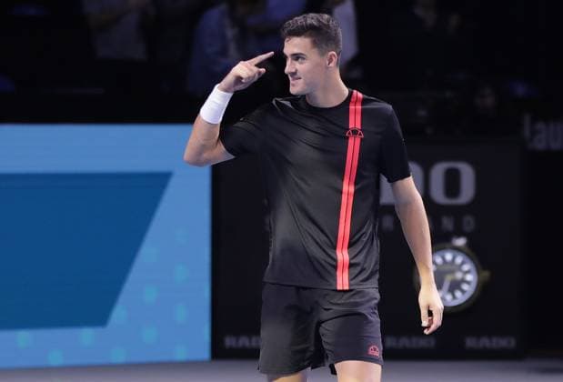 TENNIS - ATP, Tennis Herren Erste Bank Open VIENNA,AUSTRIA,26.OCT.24 - TENNIS - ATP World Tour, Erste Bank Open. Image shows the rejoicing of Alexander Erler (AUT).  GEPAxpictures xWalterxLuger