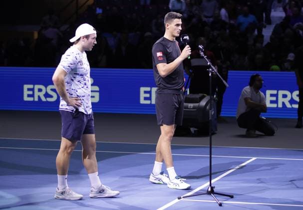 TENNIS - ATP, Tennis Herren Erste Bank Open VIENNA,AUSTRIA,26.OCT.24 - TENNIS - ATP World Tour, Erste Bank Open. Image shows Lucas Miedler and Alexander Erler (AUT).  GEPAxpictures xWalterxLuger