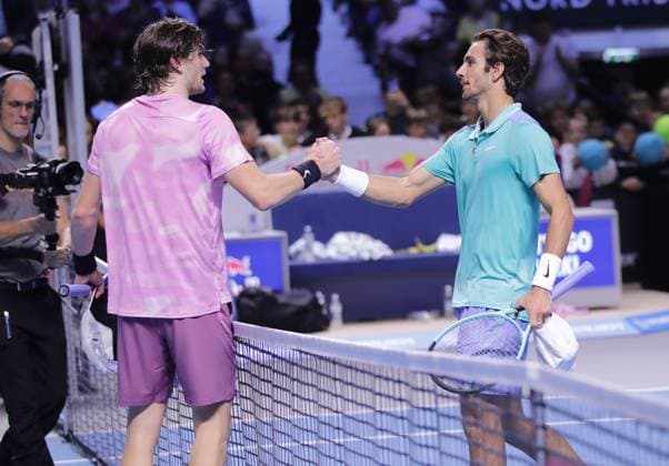 TENNIS - ATP, Tennis Herren Erste Bank Open VIENNA,AUSTRIA,26.OCT.24 - TENNIS - ATP World Tour, Erste Bank Open. Image shows Jack Draper (GBR) and Lorenzo Musetti (ITA).  GEPAxpictures xWalterxLuger