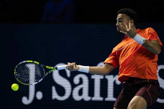 26th October 2024; St. Jakobshalle, Basel, Switzerland; ATP, Tennis Herren 500 Swiss Indoors Basel Tennis, Day 6; Arthur Fils (FRA) in action against Ben Shelton (USA) in the semi finals  ActionPlus12708222 DavidxEmm