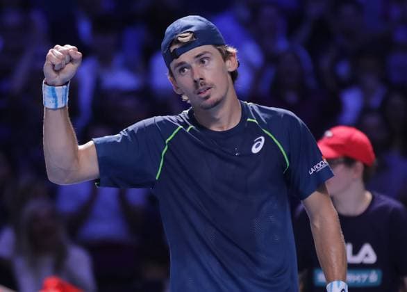 TENNIS - ATP, Tennis Herren Erste Bank Open VIENNA,AUSTRIA,26.OCT.24 - TENNIS - ATP World Tour, Erste Bank Open. Image shows the rejoicing of Alex de Minaur (AUS).  GEPAxpictures xWalterxLuger