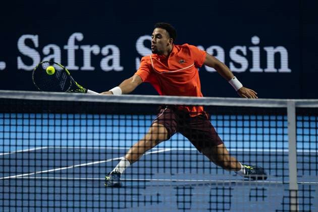 26th October 2024; St. Jakobshalle, Basel, Switzerland; ATP, Tennis Herren 500 Swiss Indoors Basel Tennis, Day 6; Arthur Fils (FRA) in action against Ben Shelton (USA) in the semi finals  ActionPlus12708520 DavidxEmm