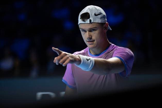 26th October 2024; St. Jakobshalle, Basel, Switzerland; ATP, Tennis Herren 500 Swiss Indoors Basel Tennis, Day 6; Holger Rune (DEN) in action against Giovanni Mpetshi Perricard (FRA) in the semi finals  ActionPlus12708525 DavidxEmm