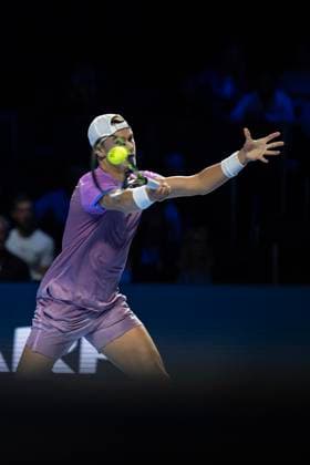 26th October 2024; St. Jakobshalle, Basel, Switzerland; ATP, Tennis Herren 500 Swiss Indoors Basel Tennis, Day 6; Holger Rune (DEN) in action against Giovanni Mpetshi Perricard (FRA) in the semi finals  ActionPlus12708531 DavidxEmm