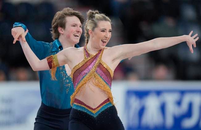 Emily Bratti and Ian Somerville of the U.S. skate during the rhythm dance program at the ISU Figure skating, Eiskunstlauf Skate Canada competition on October 26, 2024 in Halifax, Canada. Noxthirdxpartyxsales  (271236120)