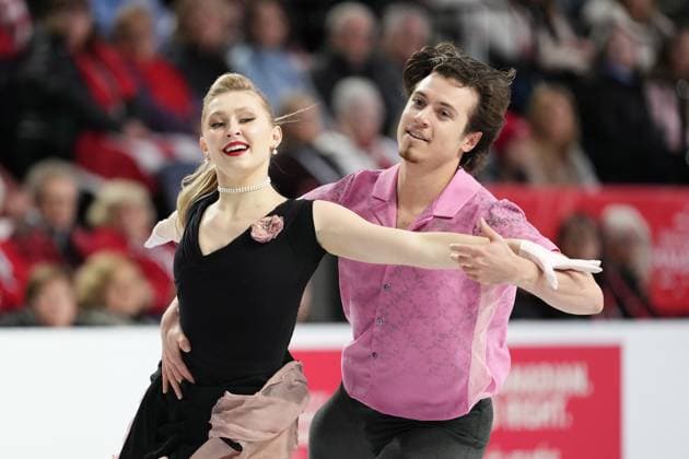 October 26, 2024, Halifax, Ns, Canada: Ice Dancers Alicia Fabbri and Paul Ayer, of Canada, compete in rhythm dance at the Skate Canada International Figure skating, Eiskunstlauf competition in Halifax on Saturday, October 26, 2024. Alicia Fabbri, Paul Ayer - ZUMAc35_ 20241026_zaf_c35_003 Copyright: xDarrenxCalabresex