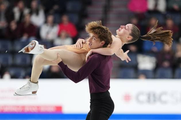 October 26, 2024, Halifax, Ns, Canada: Ice Dancers Oona Brown and Gage Brown, of the United States, compete in rhythm dance at the Skate Canada International Figure skating, Eiskunstlauf competition in Halifax on Saturday, October 26, 2024. Oona Brown, Gage Brown - ZUMAc35_ 20241026_zaf_c35_010 Copyright: xDarrenxCalabresex
