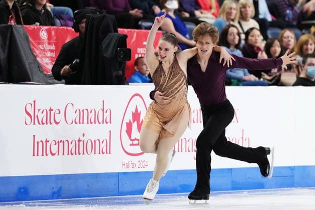 October 26, 2024, Halifax, Ns, Canada: Ice Dancers Oona Brown and Gage Brown, of the United States, compete in rhythm dance at the Skate Canada International Figure skating, Eiskunstlauf competition in Halifax on Saturday, October 26, 2024. Oona Brown, Gage Brown - ZUMAc35_ 20241026_zaf_c35_012 Copyright: xDarrenxCalabresex