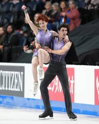 October 26, 2024, Halifax, Ns, Canada: Ice dancers Evgeniia Lopareva and Geoffrey Brissaud, of France, compete in rhythm dance at the Skate Canada International Figure skating, Eiskunstlauf competition in Halifax on Saturday, October 26, 2024. Evgeniia Lopareva, Geoffrey Brissaud - ZUMAc35_ 20241026_zaf_c35_036 Copyright: xDarrenxCalabresex