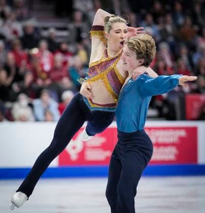 Emily Bratti and Ian Somerville of the U.S. skate during the rhythm dance program at the ISU Figure skating, Eiskunstlauf Skate Canada competition on October 26, 2024 in Halifax, Canada. Noxthirdxpartyxsales  (271237628)