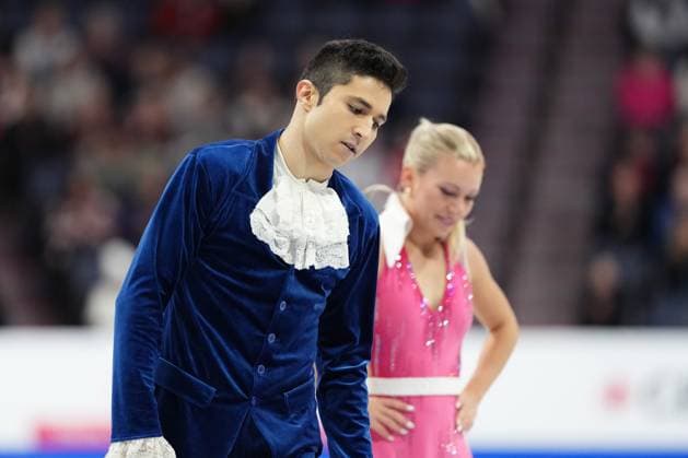 October 26, 2024, Halifax, Ns, Canada: Ice dancers Zachary Lagha and Marjorie Lajoie, of Canada, following their rhythm dance at the Skate Canada International Figure skating, Eiskunstlauf competition in Halifax on Saturday, October 26, 2024. Zachary Lagha, Marjorie Lajoie - ZUMAc35_ 20241026_zaf_c35_027 Copyright: xDarrenxCalabresex