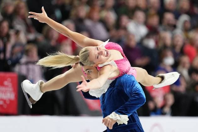 October 26, 2024, Halifax, Ns, Canada: Ice dancers Zachary Lagha and Marjorie Lajoie, of Canada, compete in rhythm dance at the Skate Canada International Figure skating, Eiskunstlauf competition in Halifax on Saturday, October 26, 2024. Zachary Lagha, Marjorie Lajoie - ZUMAc35_ 20241026_zaf_c35_028 Copyright: xDarrenxCalabresex