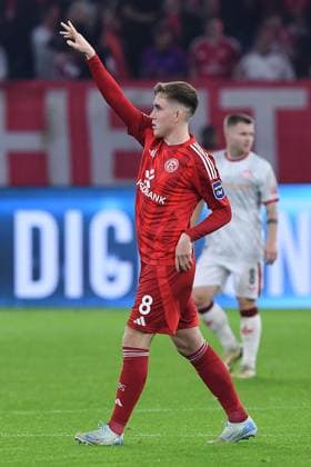 Soccer 2 Bundesliga 10 Matchday Fortuna Düsseldorf 1 FC Kaiserslautern on 26 10 2024 at Merkur Spiel Arena in Düsseldorf Goal celebration to 1 1 by Isak Bergmann Johannesson Düsseldorf DFL regulations prohibit any use of photographs as image sequences and or quasi video xRx